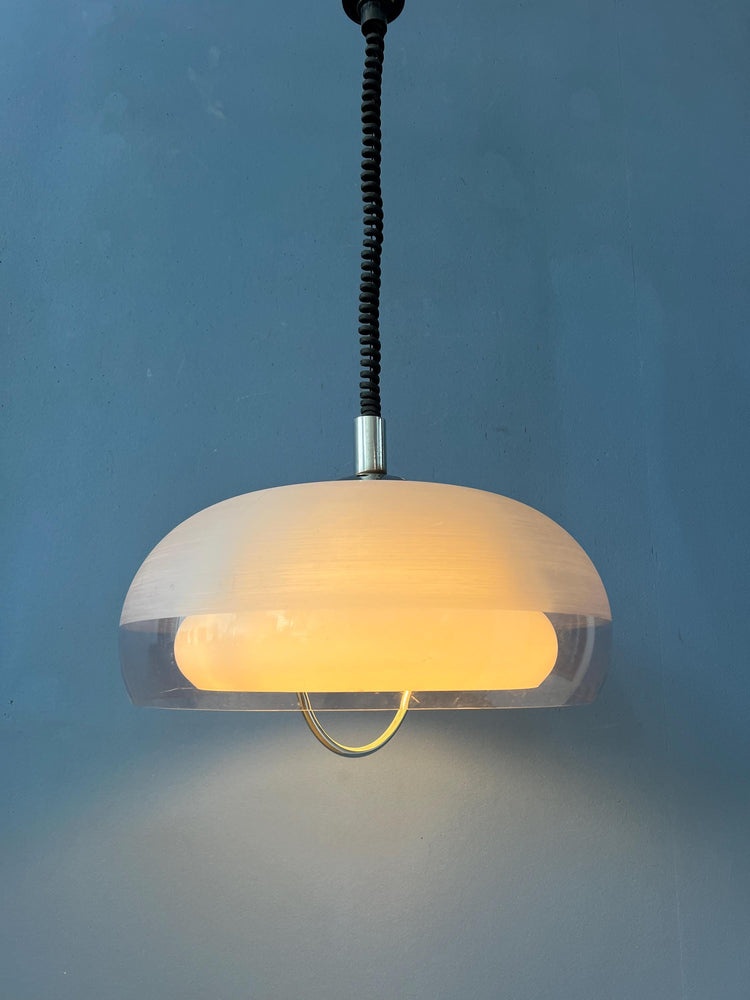 Mid Century Clear Acrylic Glass UFO Space Age Pendant Lamp