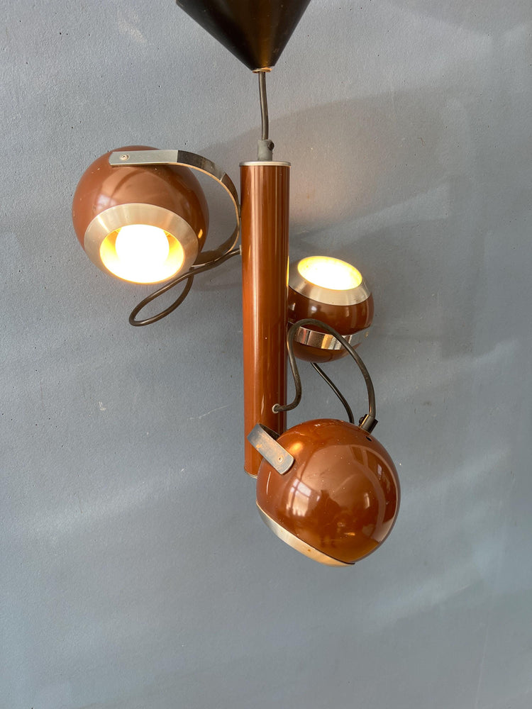Brown Vintage Space Age Pendant Lamp with Three Eyeball Shades