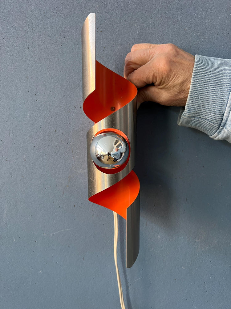 Vintage 'Twisted' Polam Space Age 'Wokkel' Wall Lamp