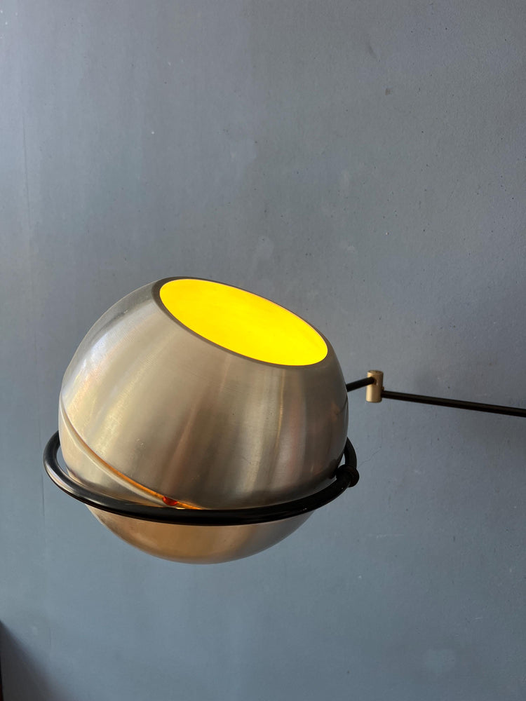 Vintage Mid Century Silver Globe Swing Arm Wall Lamp
