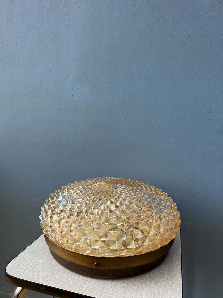 Mid Century Crystal Glass Flush Mount Ceiling Lamp