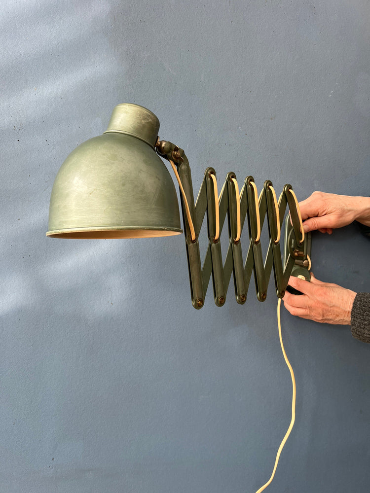 Green Metal Industrial Bauhaus Scissor Wall Lamp