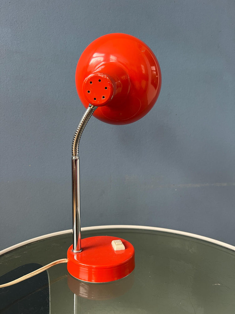 Small Mid Century Red Adjustable Desk Lamp