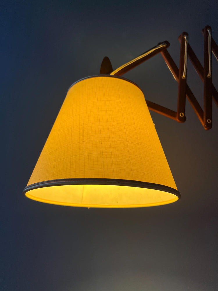 Mid Century Danish Teak Wood Scissor Wall Lamp