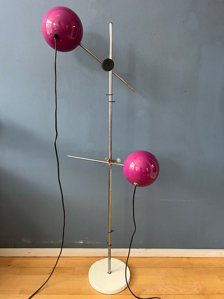 Purple Mid Century Swivel Arm Eyeball Floor Lamp