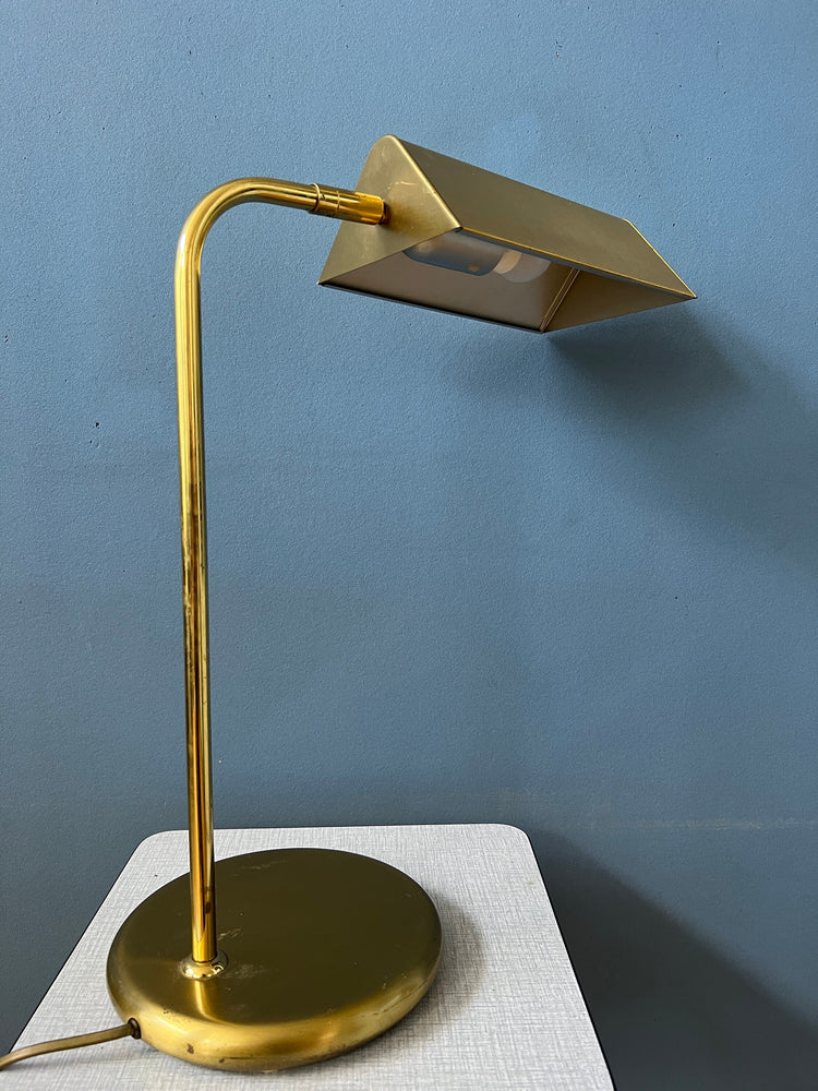 Mid Century Brass Office Desk Lamp - Bauhaus Style Table Lamp - Golden Lamp