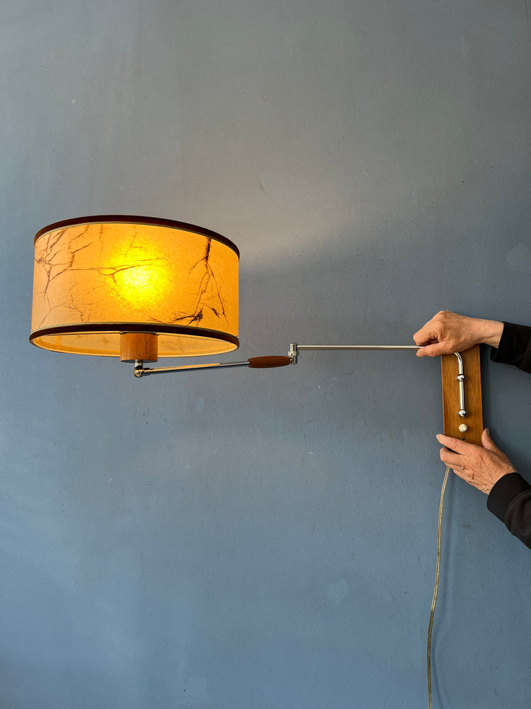Swing Arm Wall Lamp - Mid Century Teak Wall Lamp - Vintage Sconce