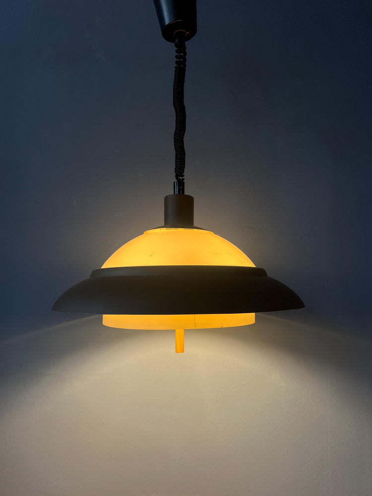 Brown and Beige Mid Century Dijkstra Space Age Pendant Lamp