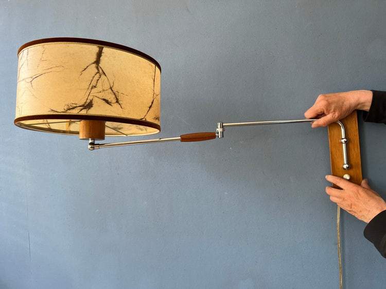 Swing Arm Wall Lamp - Mid Century Teak Wall Lamp - Vintage Sconce