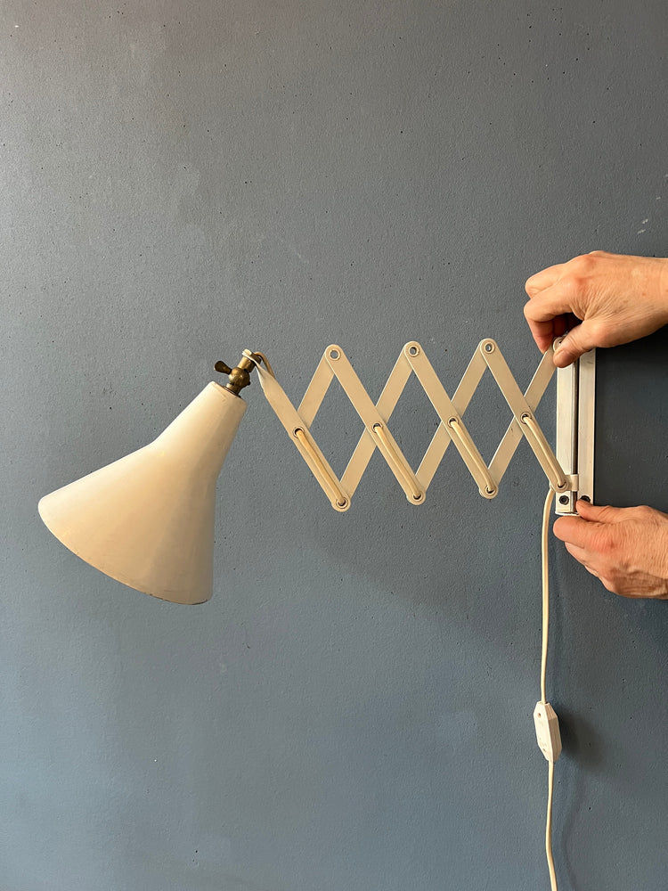 White Metal Mid Century Scissor Wall Lamp