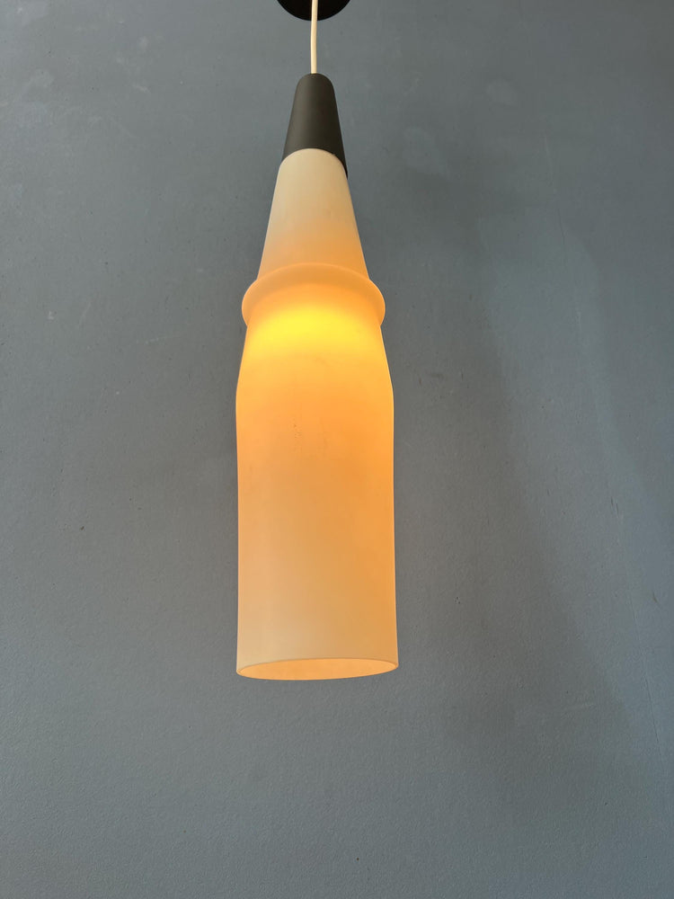 Long Mid Century Opaline Glass Pendant Lamp