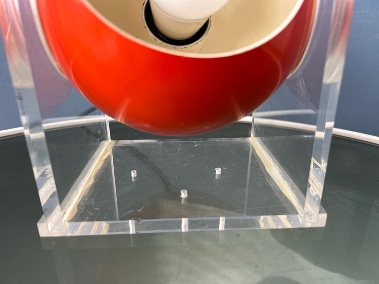Small Orange Mid Century Perspex Space Age Eyeball Table Lamp