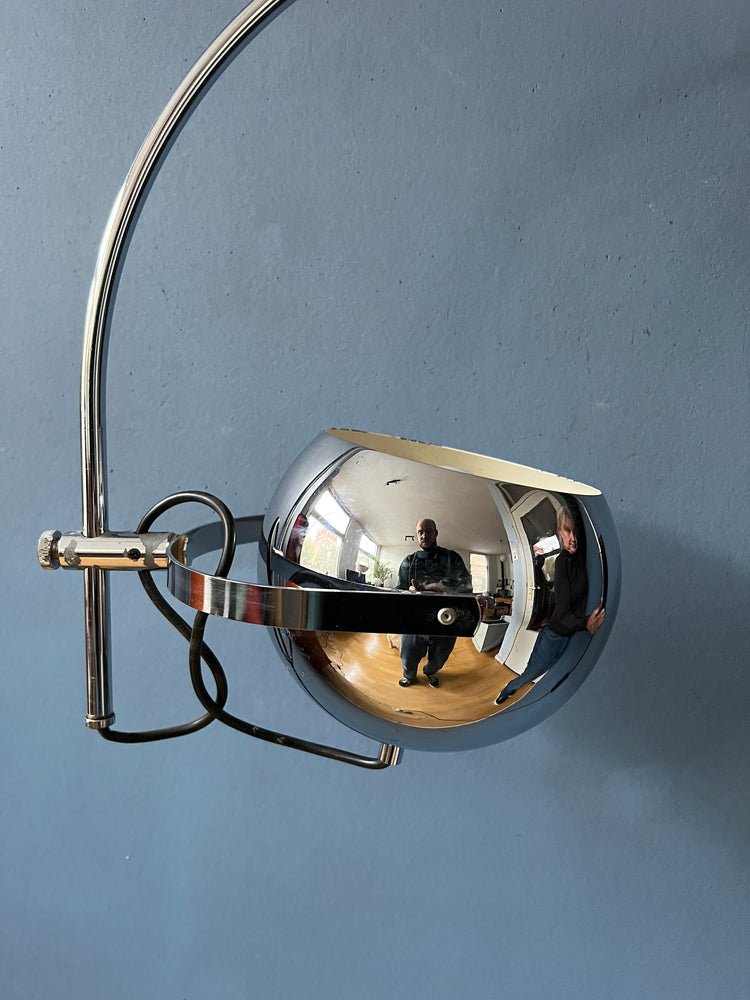 Mid Century Chrome Herda Eyeball Wall Light | Space Age Arc Lamp | 70s Light Fixture