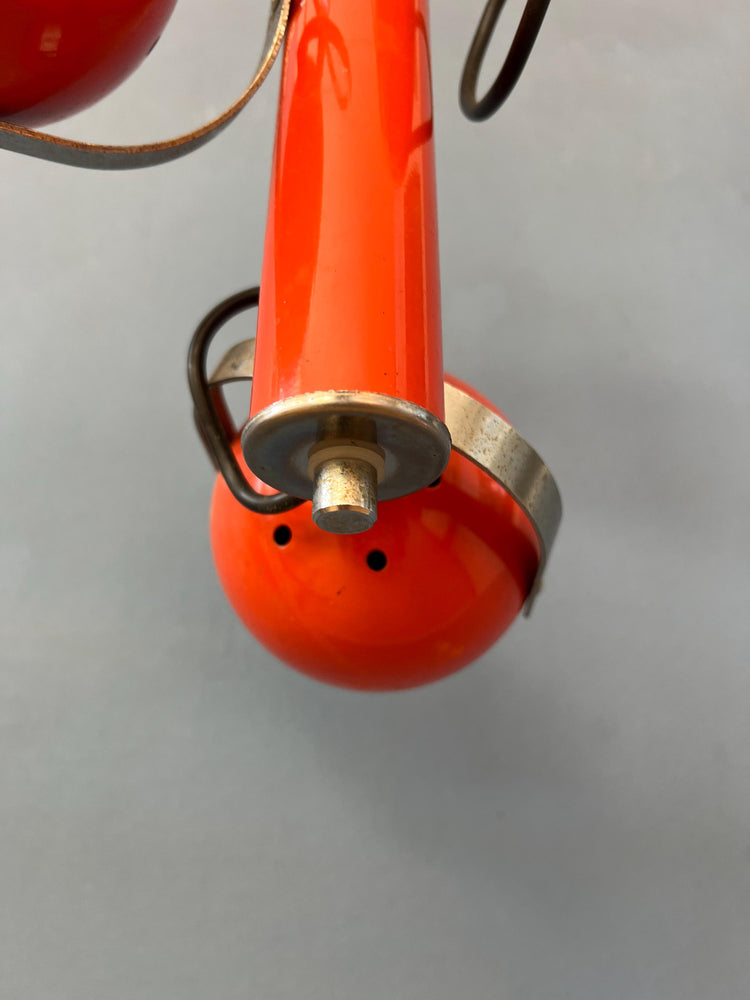 Vintage Red Space Age Pendant Lamp with Three Eyeball Shades