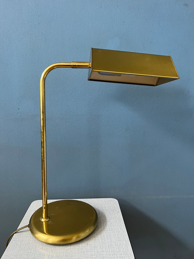 Mid Century Brass Office Desk Lamp - Bauhaus Style Table Lamp - Golden Lamp