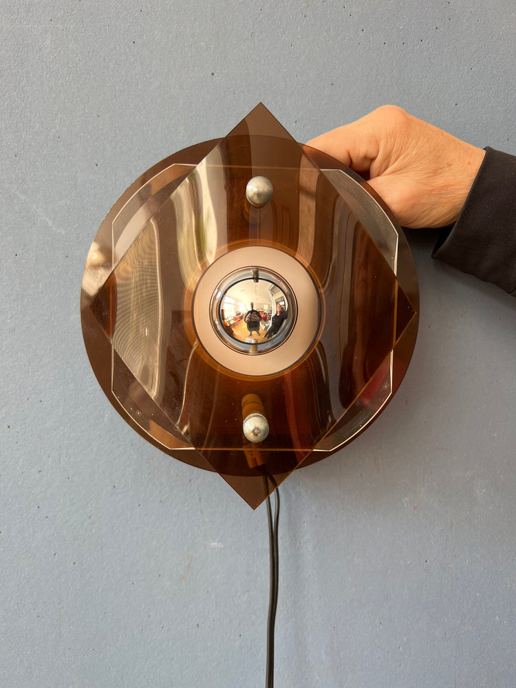 Herda Space Age Rounded Plexiglass Wall Sconce - Perspex Wall Lamp
