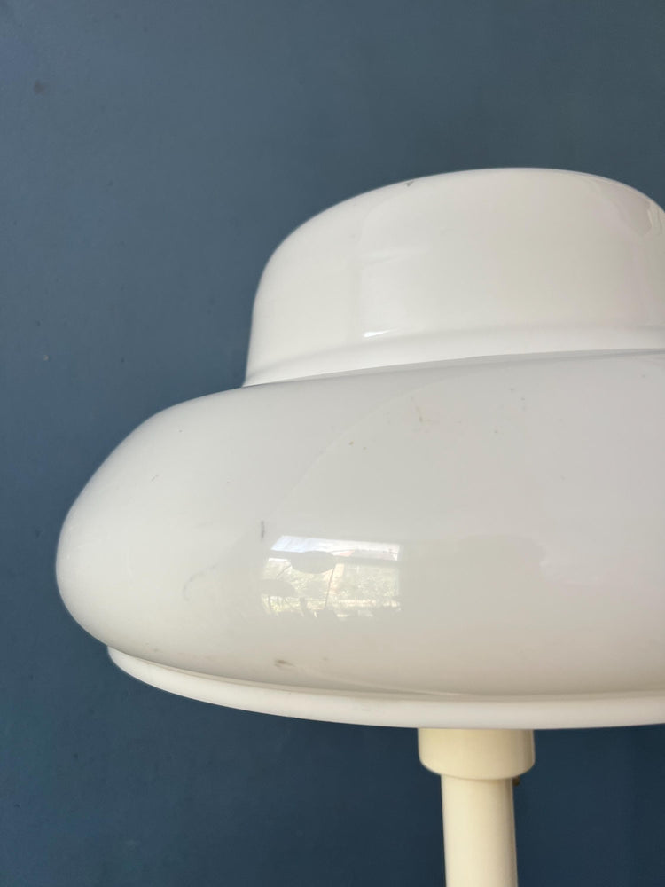Mid Century Mushroom Floor Lamp with White Plexiglass Shade