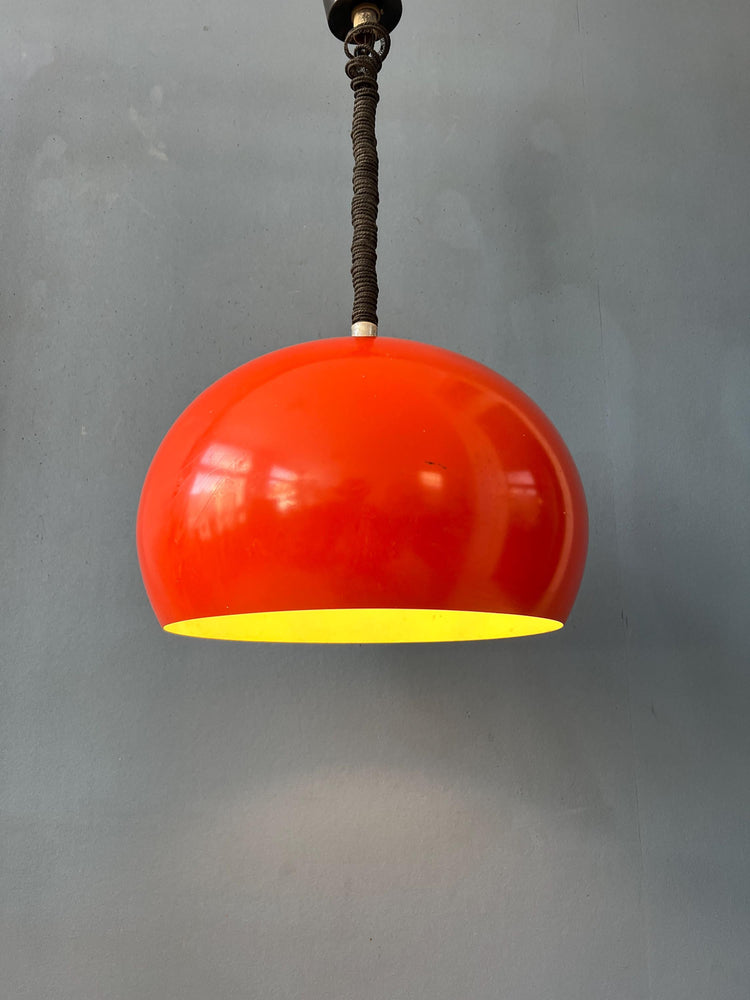 Big Vintage Red Metal Space Age Pendant Lamp