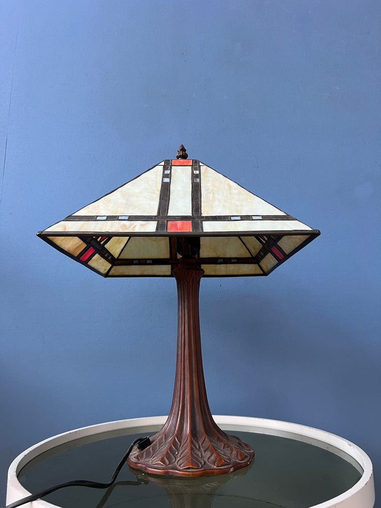 Colourful Tiffany Stained Glass Table Lamp Art Deco Style
