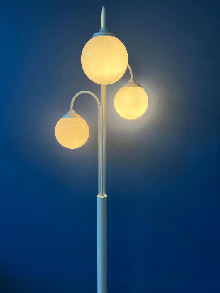 Vintage Three Milk Glass Shades Space Age Floor Lamp