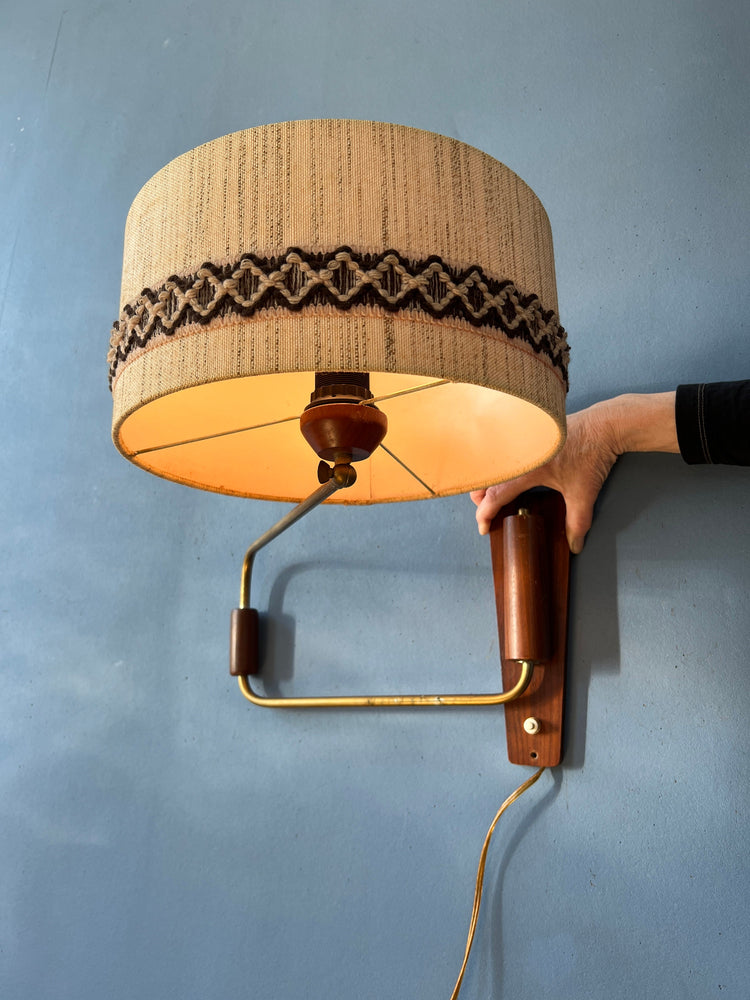 Mid Century Wall Lamp - Swing Arm Wall Light - Danish Teak Sconce