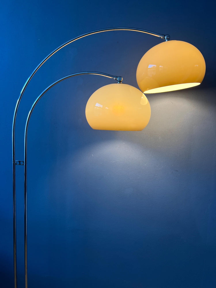 Chrome Space Age Dijkstra Double Arc Mushroom Floor Lamp
