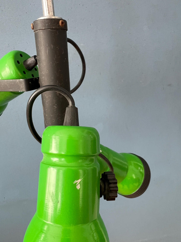 Vintage Downrod Ceiling Lamp with Three Green Spots