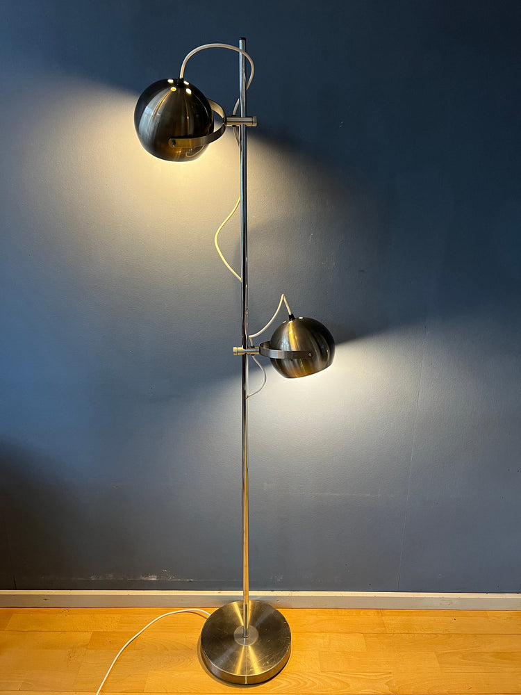 Vintage Dark Silver Herda Space Age Eyeball Floor Lamp