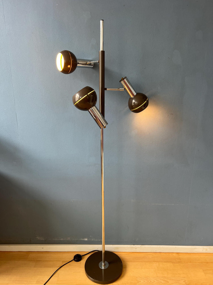Brown Wilko Triple Eyeball Space Age Floor Lamp