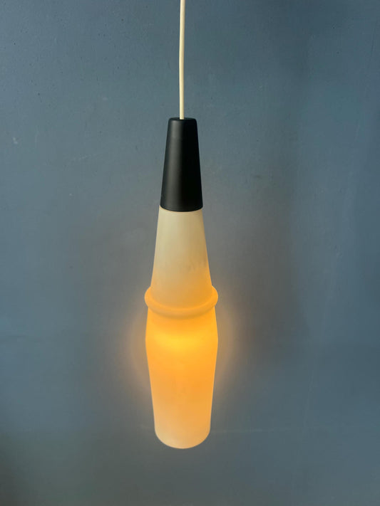 Long Mid Century Opaline Glass Pendant Lamp