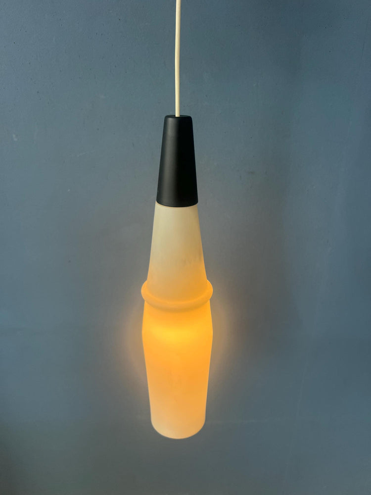 Long Mid Century Opaline Glass Pendant Lamp