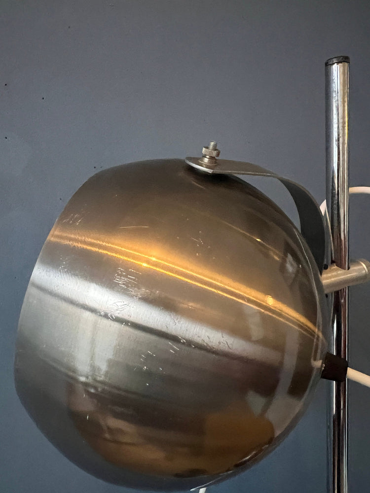 Vintage Dark Silver Herda Space Age Eyeball Floor Lamp