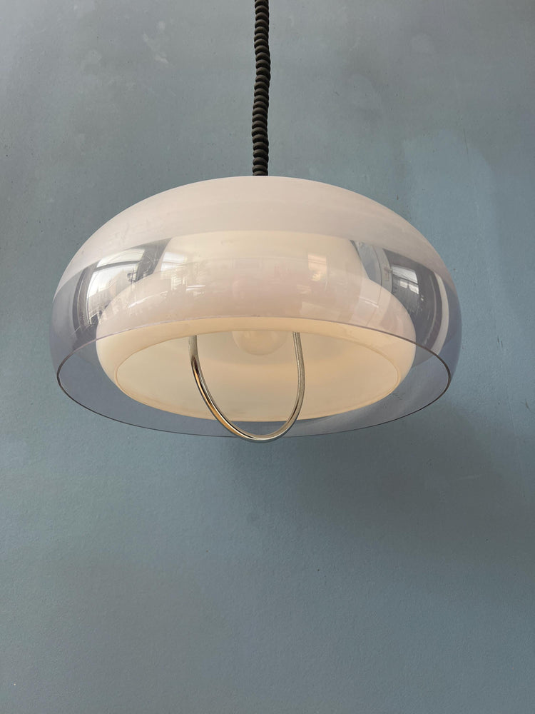 Mid Century Clear Acrylic Glass UFO Space Age Pendant Lamp