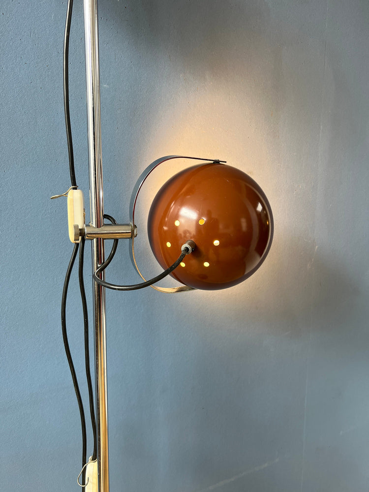 Brown Vintage Herda Eyeball Floor Lamp | Vintage Space Age Standing Light