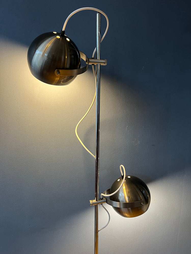 Vintage Dark Silver Herda Space Age Eyeball Floor Lamp