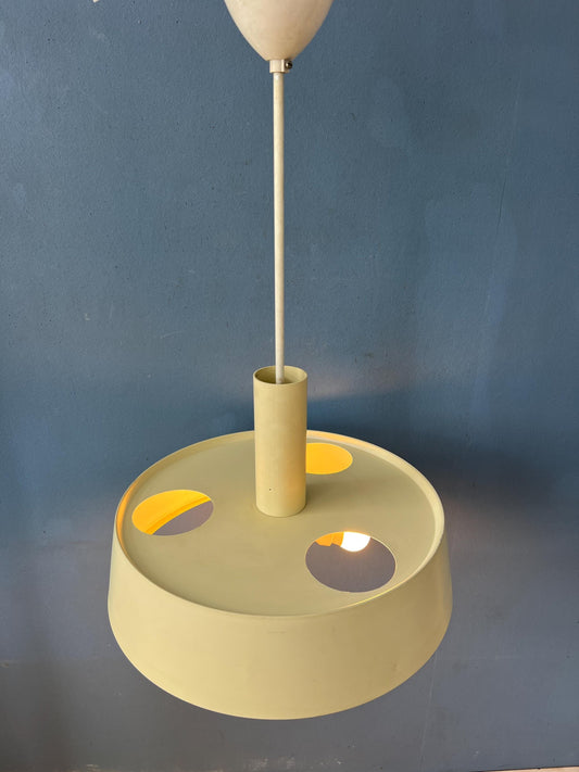 Large Beige Louis Kalff Vintage Pendant Lamp