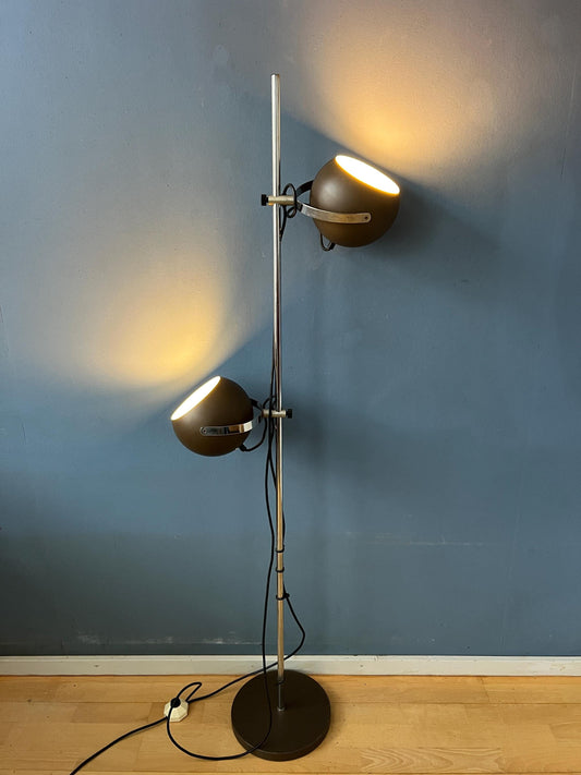 Vintage 70s Mat Brown Eyeball Floor Lamp