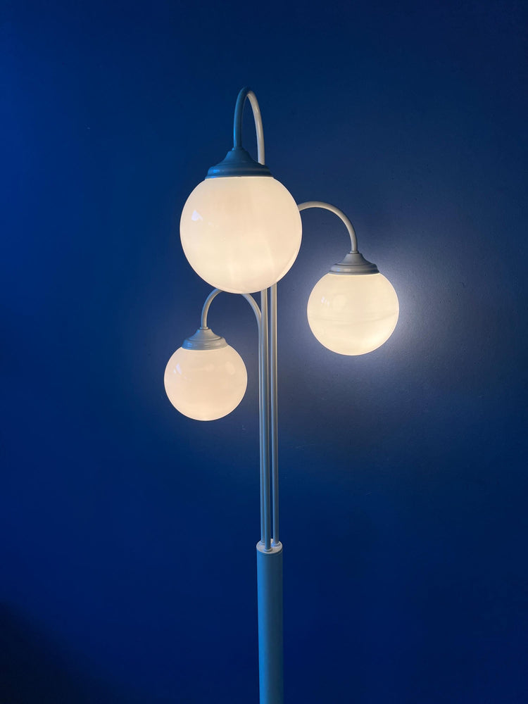 Vintage Three Milk Glass Shades Space Age Floor Lamp