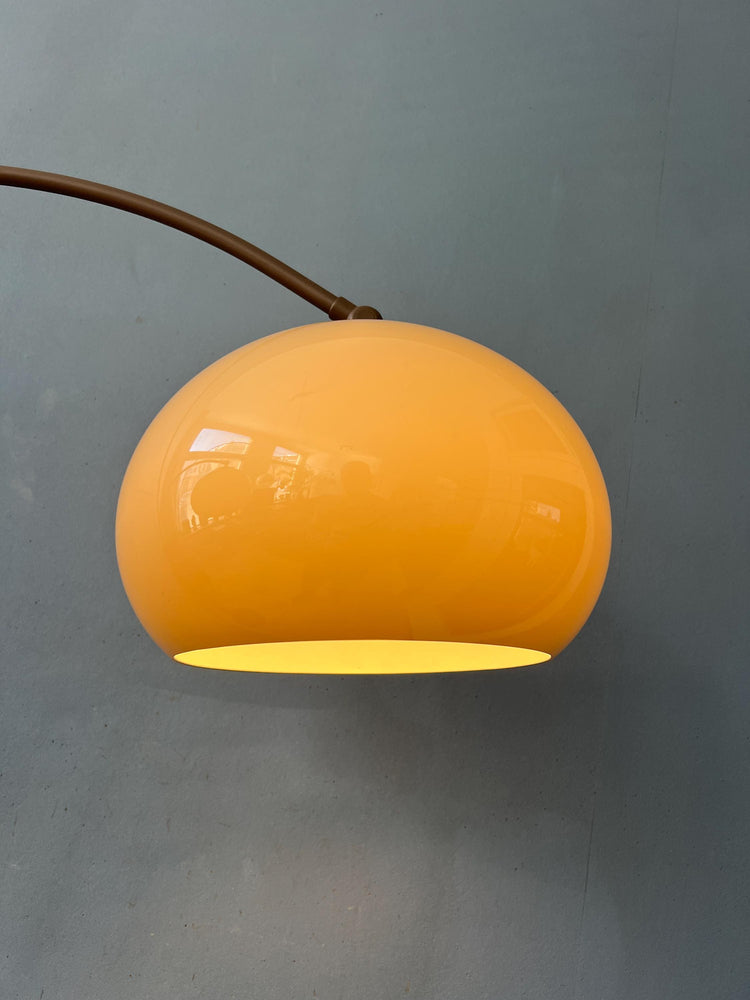 Vintage Brown Dijkstra Double Arc Mushroom Floor Lamp
