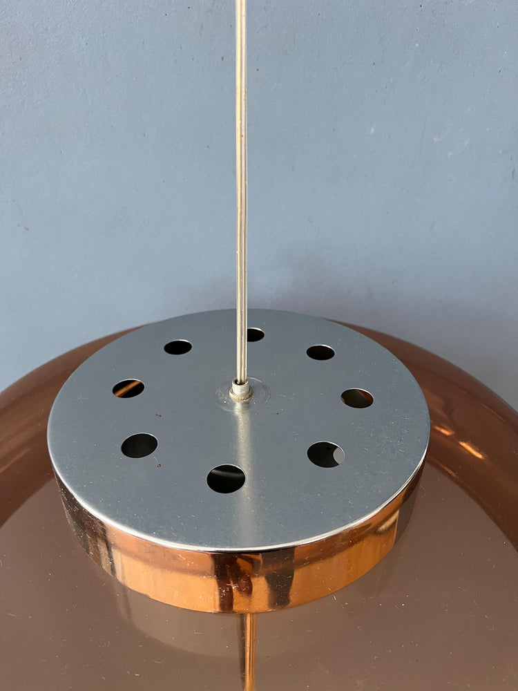 Orange/Brown Plexiglass Space Age UFO Pendant Lamp