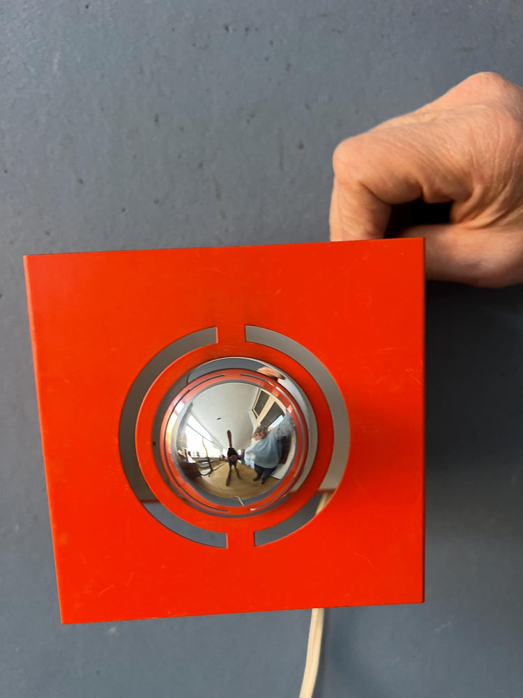 Vintage Orange Philips Space Age 'Cube' Mirror Wall Lamp