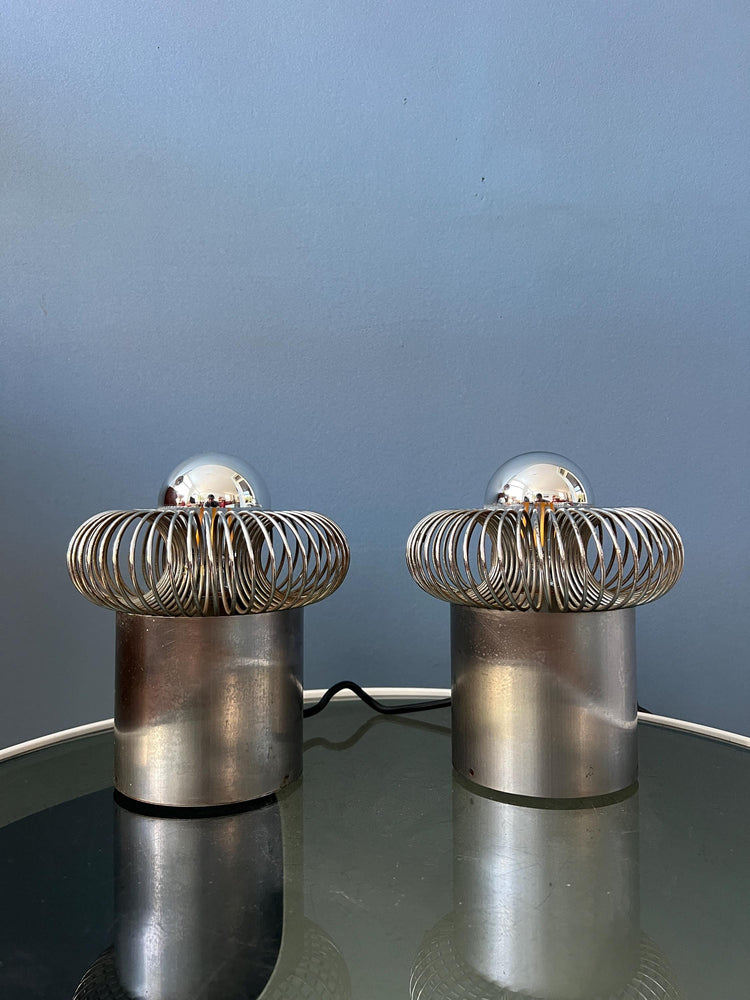 70s Philippe Rogier Steel Table Lamps for Galerie Oxar