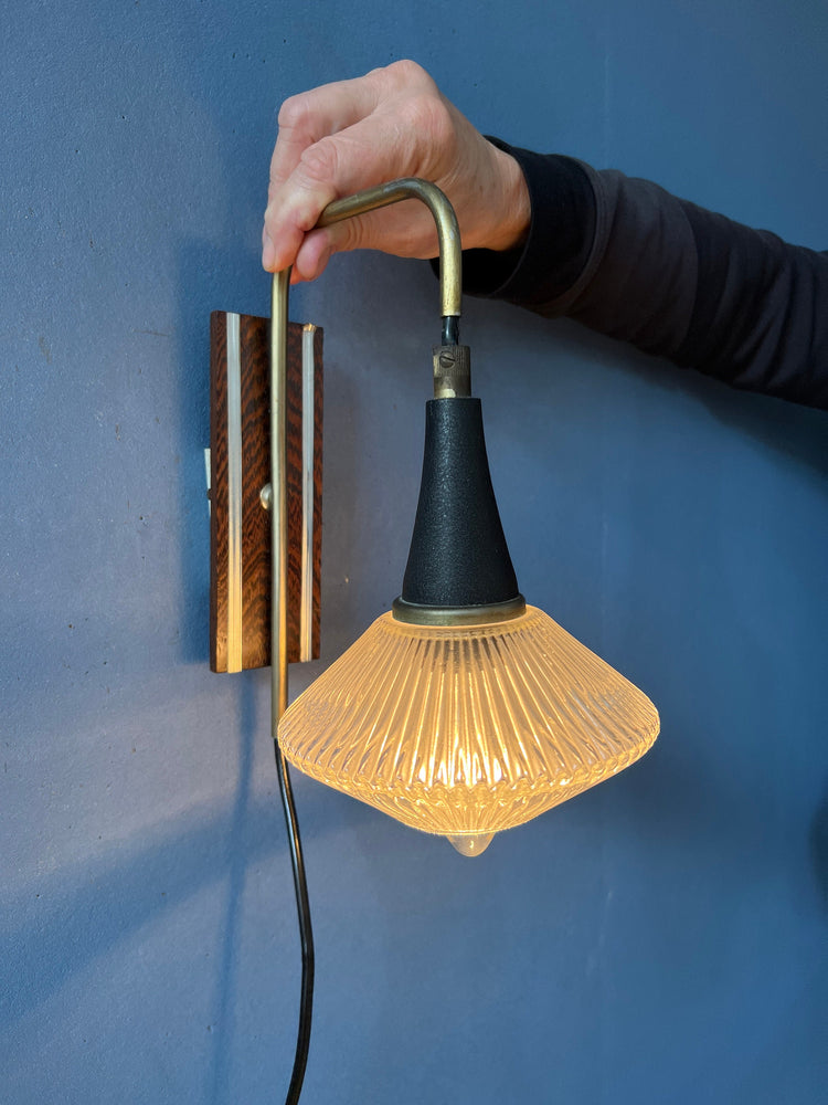 Small Mid Century Rod Glass Hanging Wall Lamp