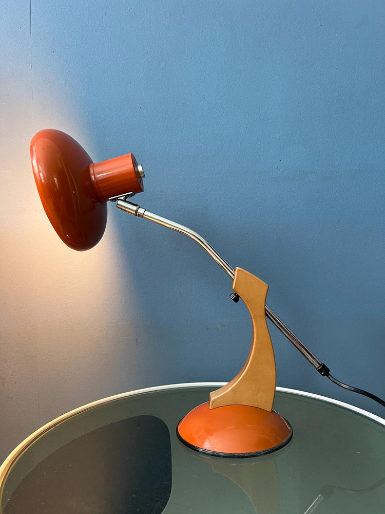 Massive Orange and Brown Fase Style Space Age Desk Lamp