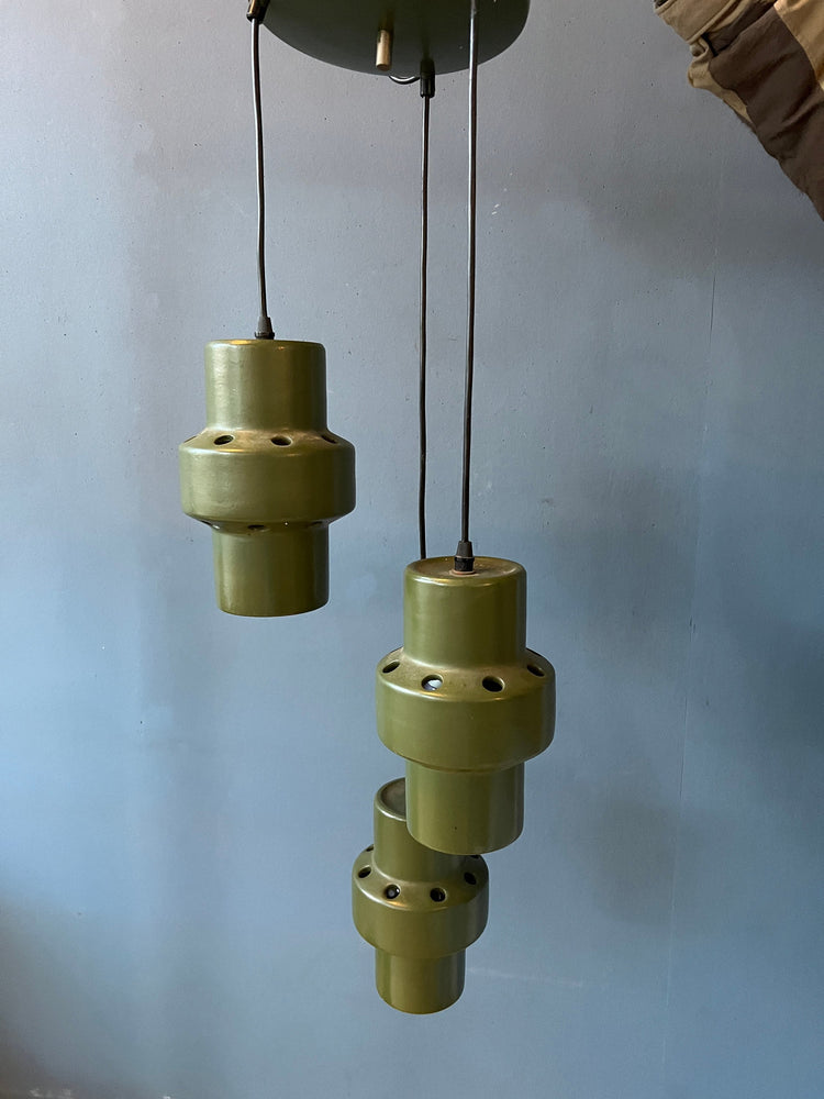 Green West Germany Ceramic Cascade Chandelier Lamp