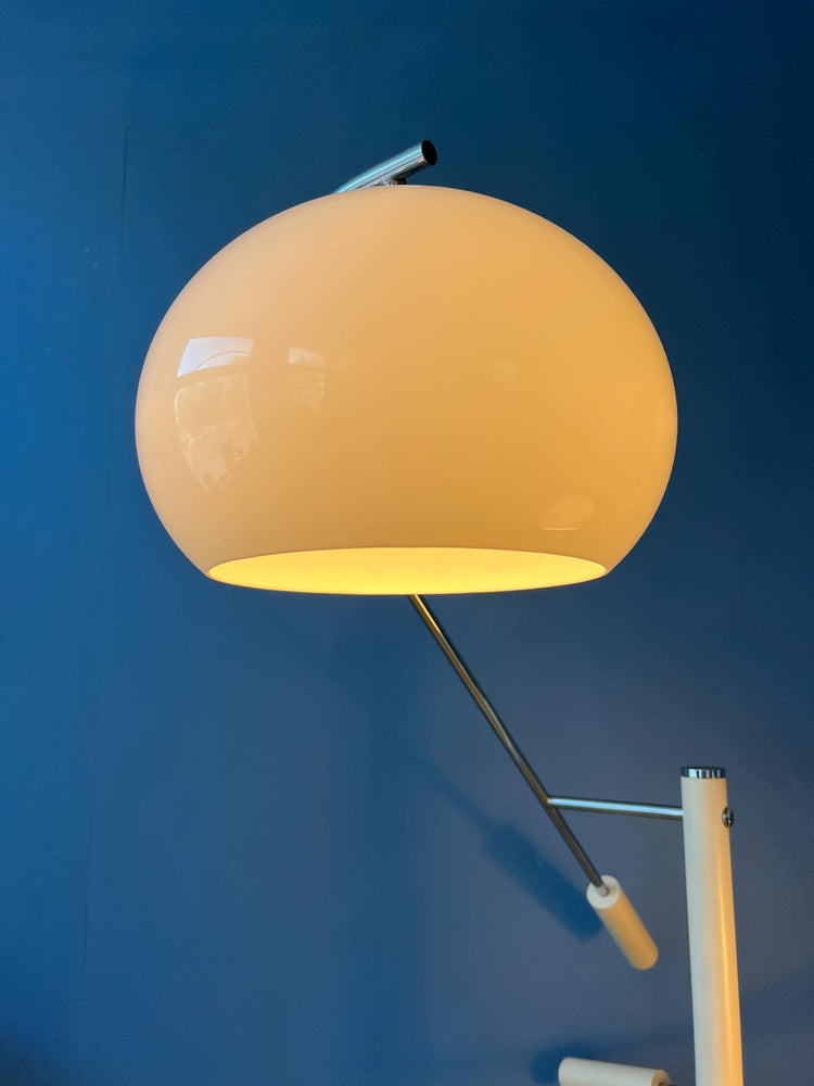 White Dijkstra Mushroom Swing Arm Space Age Floor Lamp