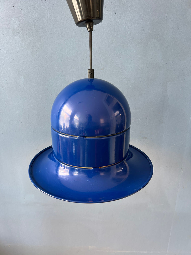 Blue Mid Century Flying Saucer UFO Pendant Lamp