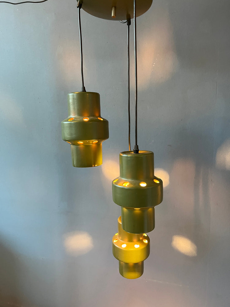 Green West Germany Ceramic Cascade Chandelier Lamp