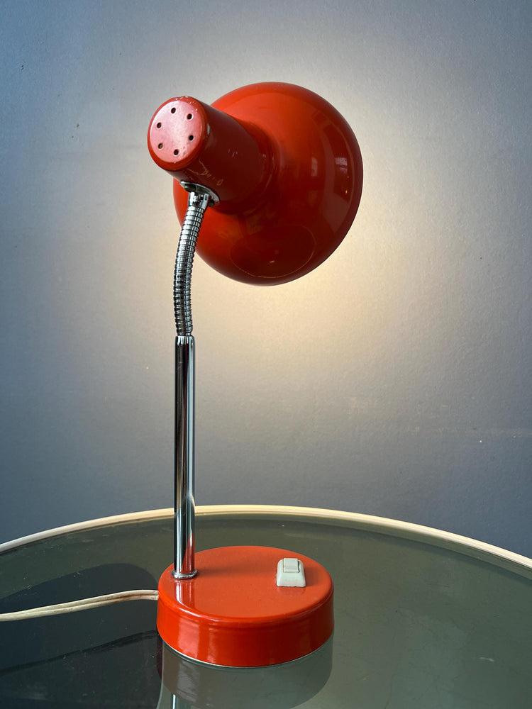 Small Mid Century Red Adjustable Desk Lamp