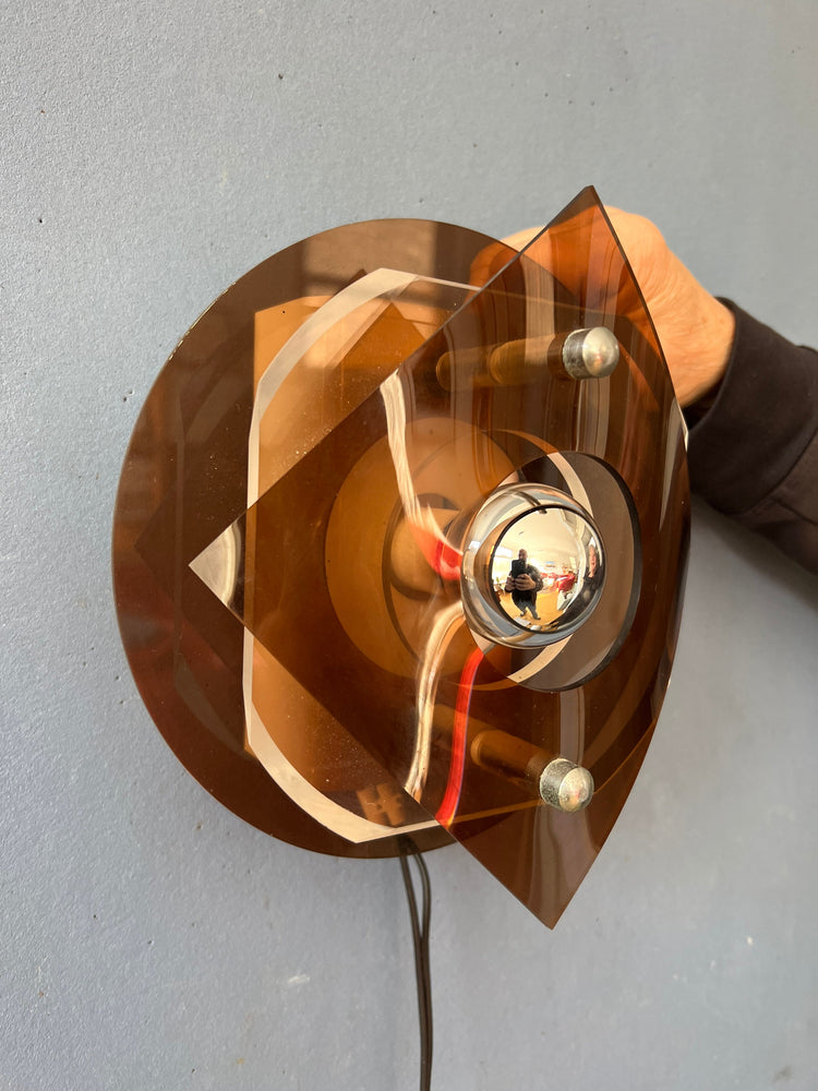 Herda Space Age Rounded Plexiglass Wall Sconce - Perspex Wall Lamp